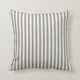Coussin Rayures minces classiques en gris et crème