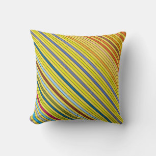 Coussin Rayures multicolores et jaune avec fines lignes no