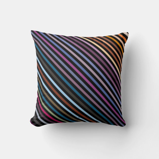Coussin Rayures multicolores et noir (Recto)