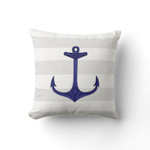 Rayures nautiques de blanc gris d'Ancre de bleu