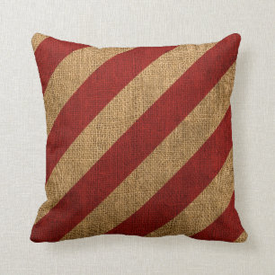 Coussin Rayures nautiques en rouge rustique