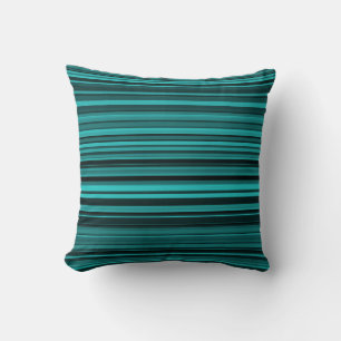 Coussin Rayures Noir et Sarcelle