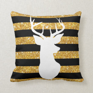 Coussin Rayures noires d'Antler d'or de parties