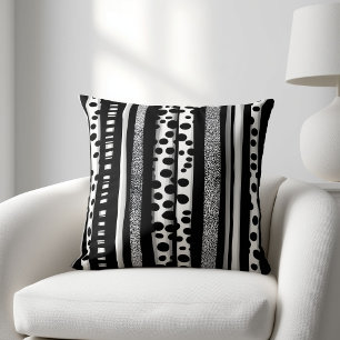 Coussin Rayures noires et blanches abstraites