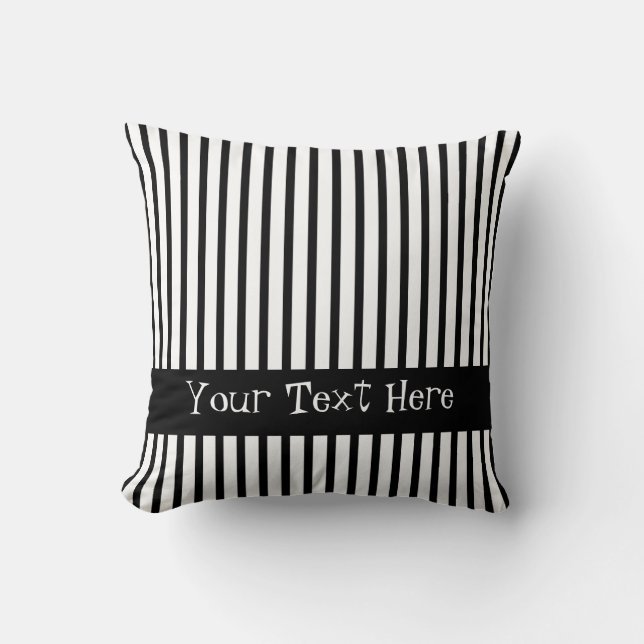 Coussin Rayures noires et blanches personnalisables (Recto)