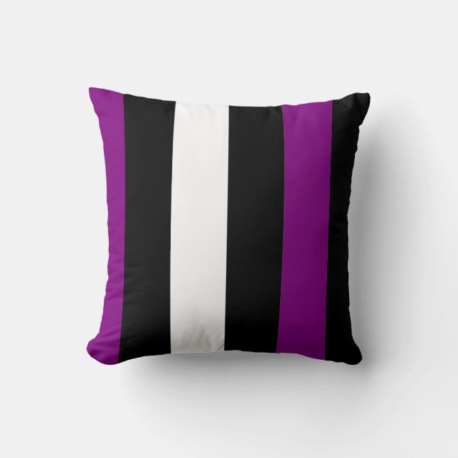 Coussin Rayures noires et blanches pourpres (Recto)