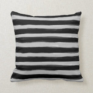Coussin Rayures noires et grises