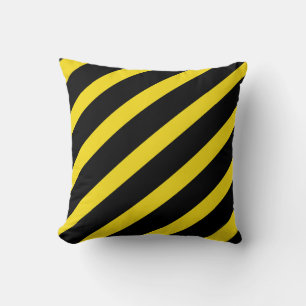 Coussin Rayures noires et jaunes rayé