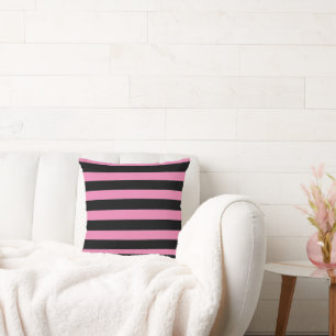 Coussin Rayures noires et roses