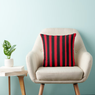 Coussin Rayures noires et rouges
