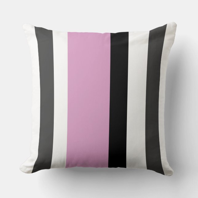 Coussin Rayures noires, grises et blanches  (Recto)