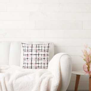 Coussin Rayures noires roses