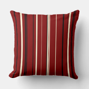 Coussin Rayures noires rouges et blanches