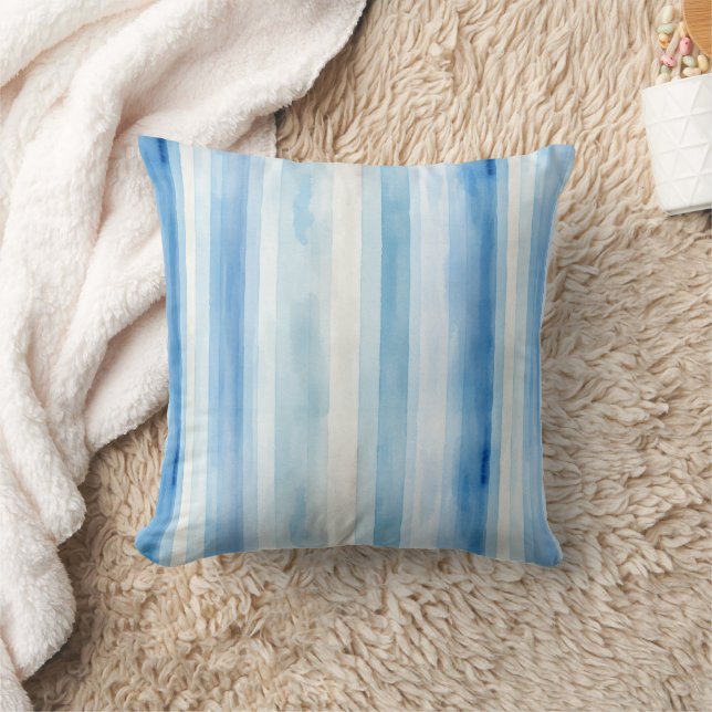 Coussin Rayures Nuances Bleues (Couverture)