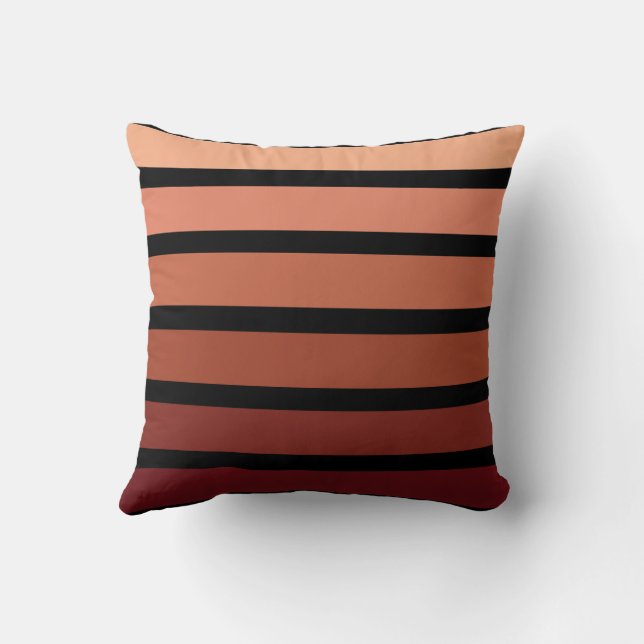 Coussin Rayures Nuances De Rouge Sur Fond Noir  (Verso)