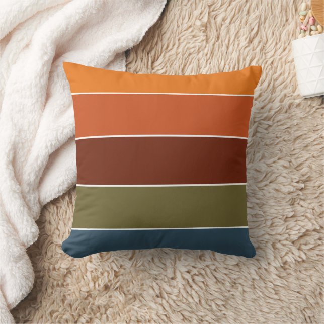 Coussin Rayures orange brûlé rustique Thanksgiving automne (Couverture)