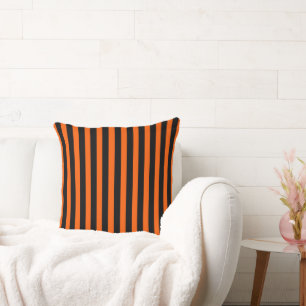 Coussin Rayures orange et noires d'Halloween