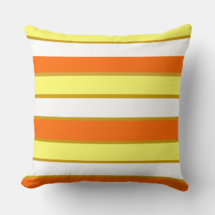 Coussin Rayures orange, jaune et blanc