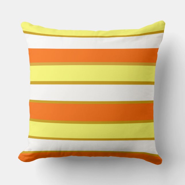 Coussin Rayures orange, jaune et blanc (Recto)