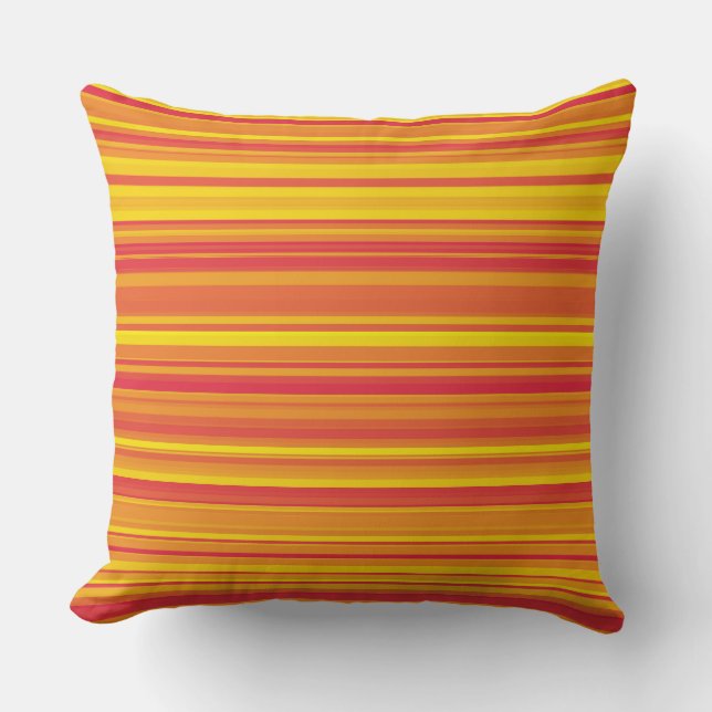 Coussin Rayures Orange Rouge Jaune (Recto)