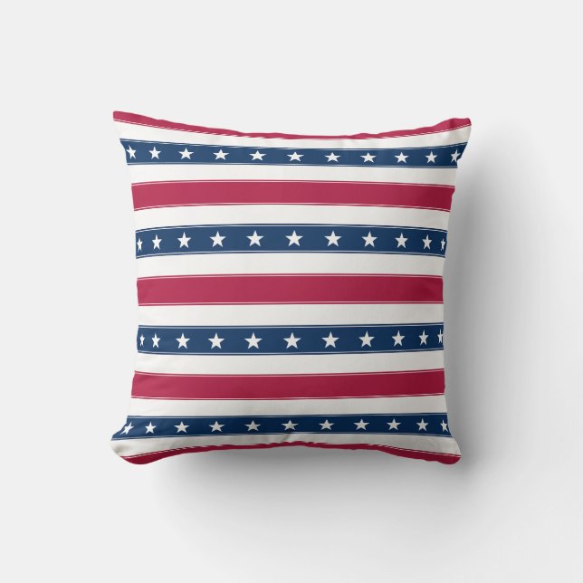 Coussin Rayures patriotiques avec étoiles (horizontal) (Recto)