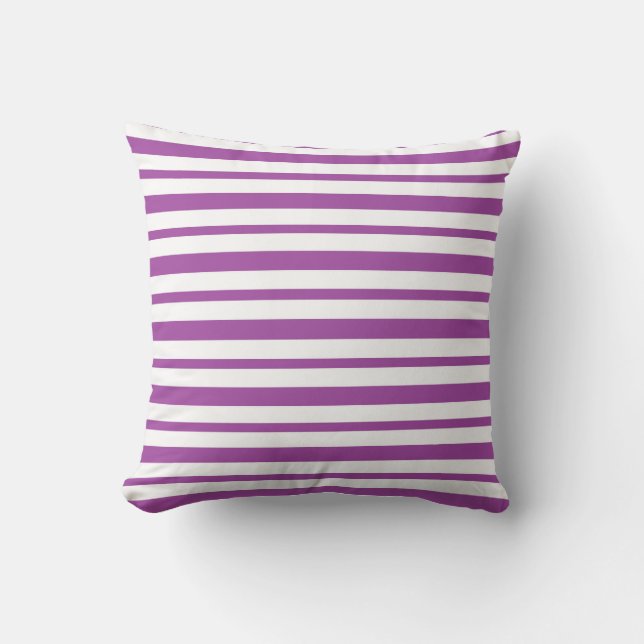 Coussin Rayures pourpres et blanches épaisses et minces (Recto)