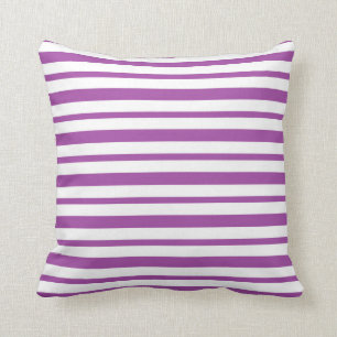 Coussin Rayures pourpres et blanches épaisses et minces