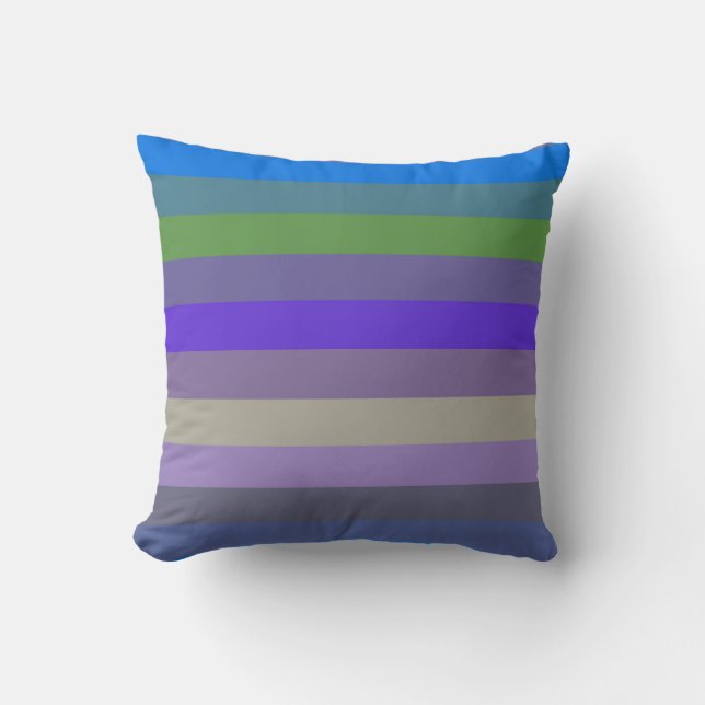 Coussin Rayures Rétro Bleu, Citron Et Magenta (Recto)