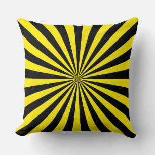 Coussin Rayures rétro Jaunes et Noirs Funky