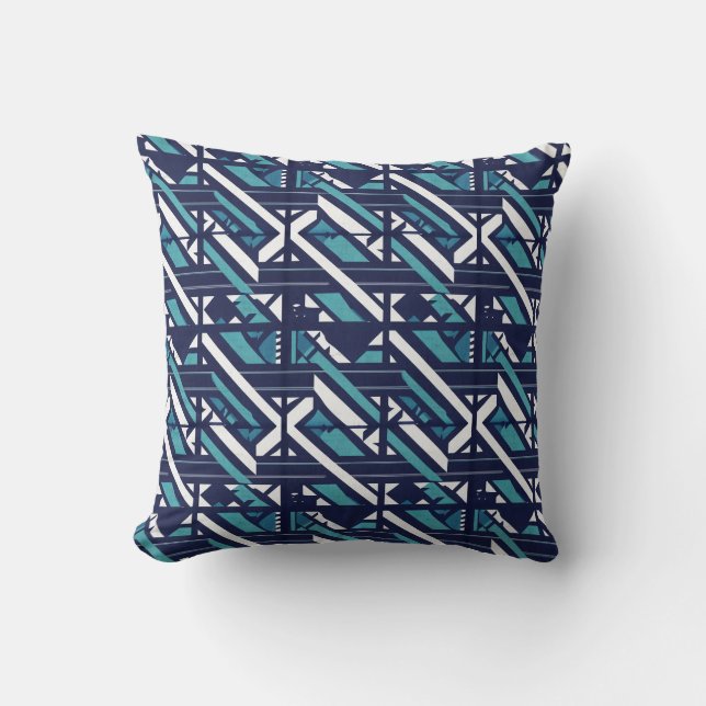 Coussin Rayures Rétro Techno – Abstraction Géométrique Num (Recto)