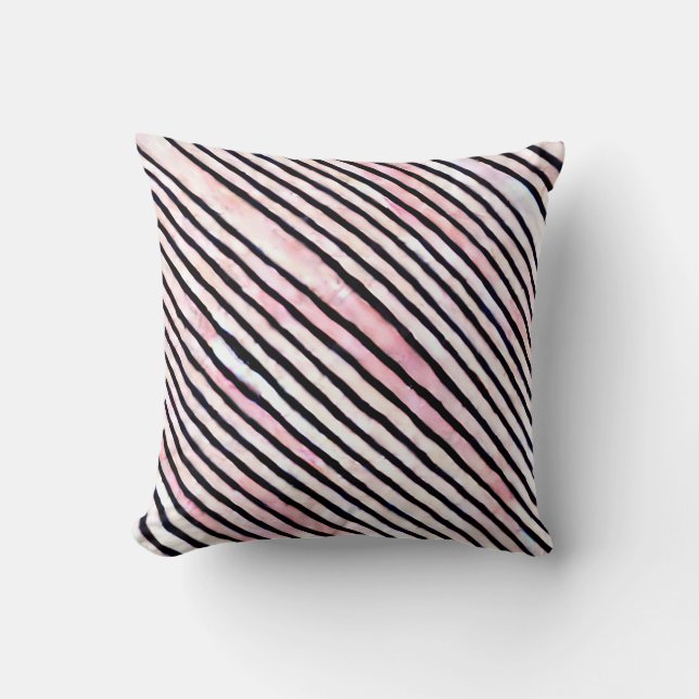 Coussin Rayures rose aquarelle (Recto)