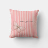 Coussin Rayures roses avec papillon (Recto)
