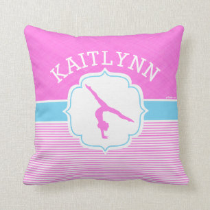 Coussin Rayures roses de gymnastique avec des bleus