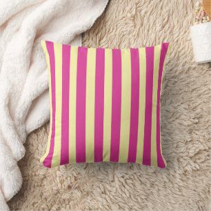Coussin Rayures roses et jaunes 