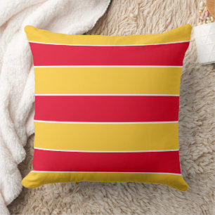 Coussin Rayures rouges d'été sur le jaune de coucher du
