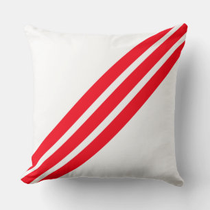 Coussin Rayures Rouges Élégantes sur Fond Blanc