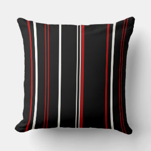 Coussin Rayures rouges et blanches noires vintage