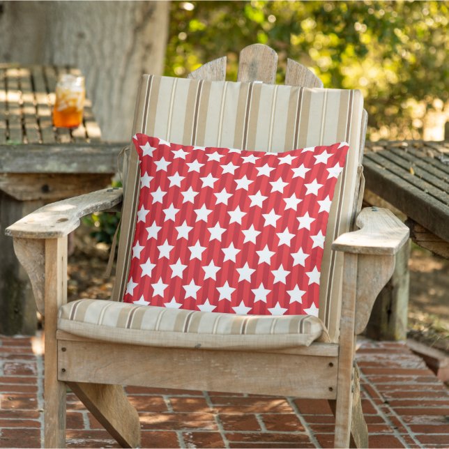 Coussin Rayures Rouges Et Nuits Étoilées Blanches  (Chaise)