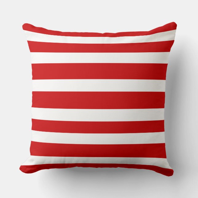 Coussin Rayures rouges inspirées de la marine (Recto)