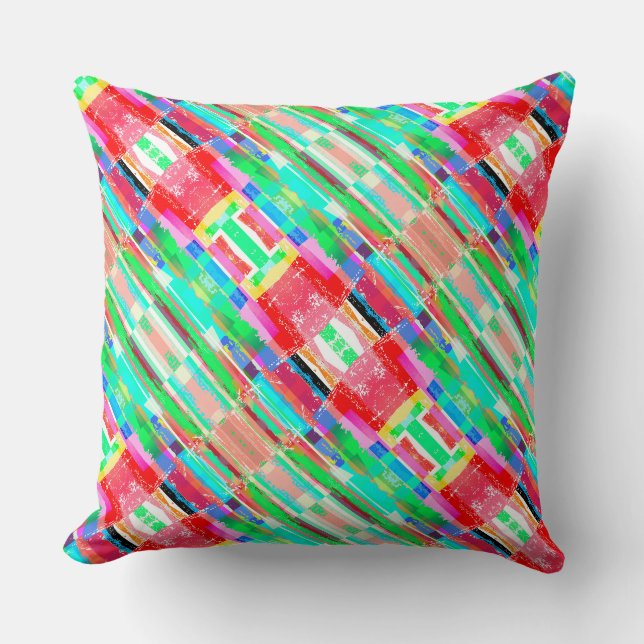 Coussin Rayures tissées géométriques  (Recto)