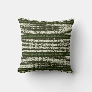 Coussin rayures tribales vert rustique vert forêt profonde