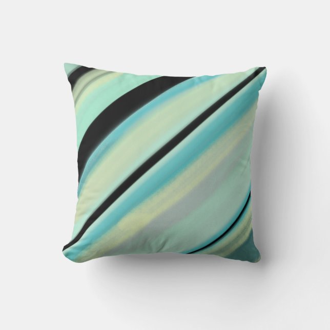 Coussin Rayures Turquoise Jaune Noir  (Recto)