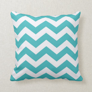 Coussin Rayures turquoises et blanches de Chevron