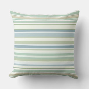Coussin Rayures vert bleu et blanc