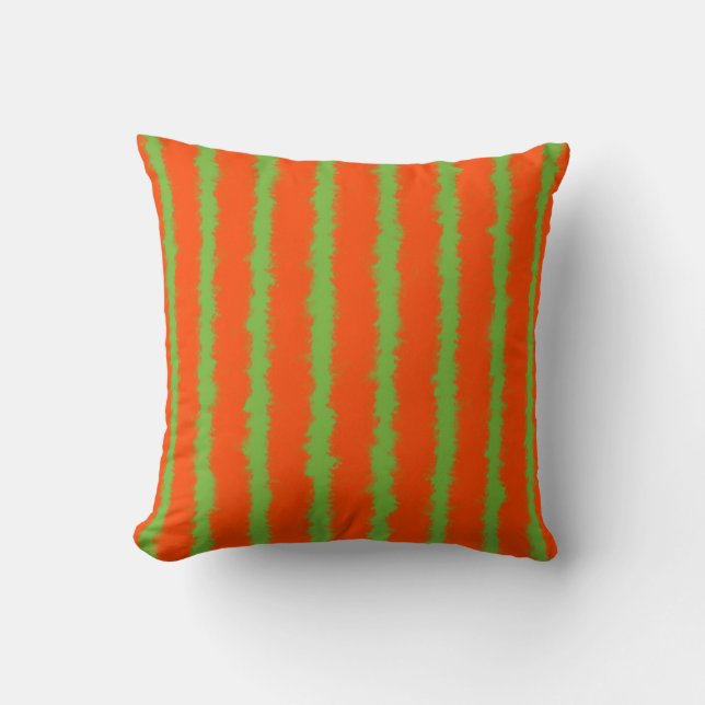 Coussin rayures vert orange et citron vert (Recto)
