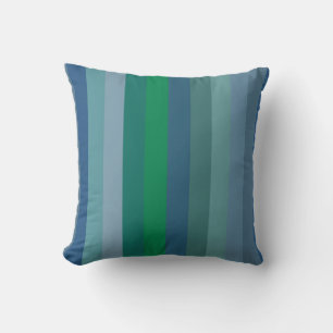 Coussin rayures vertes et bleues