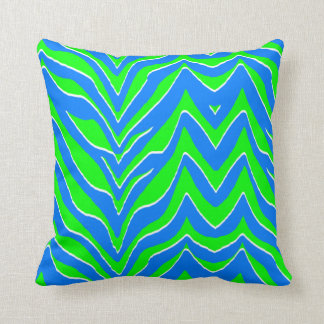 Coussin Rayures vertes et bleues au néon de zèbre