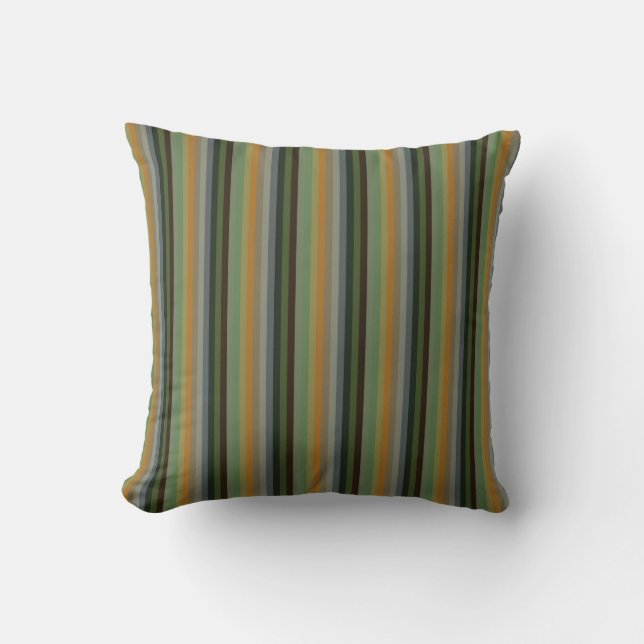 Coussin rayures vertes et orange rétro (Recto)