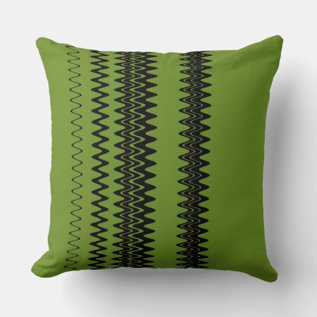Coussin Rayures Vertes Noires Rétro (Recto)