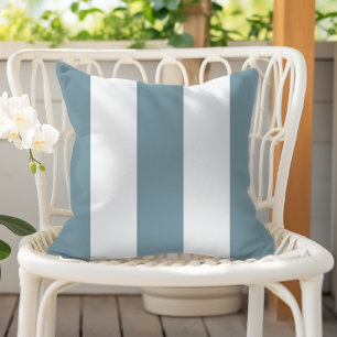 Coussin Rayures verticales de store tourmaline bleu et bla